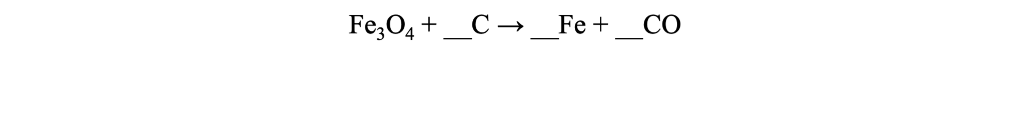 <p>What numbers must be placed as coefficients in the blanks for the chemical reaction below in order to ensure that matter is conserved?</p>