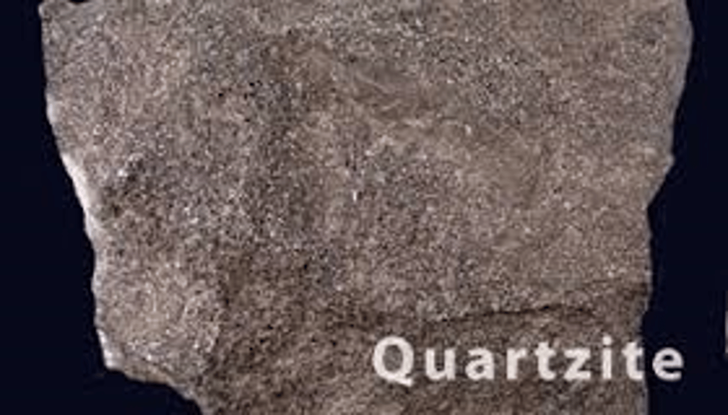 <p>Metamorphic rock that doesn't have grains arranged in parallel layers or bands.</p>
