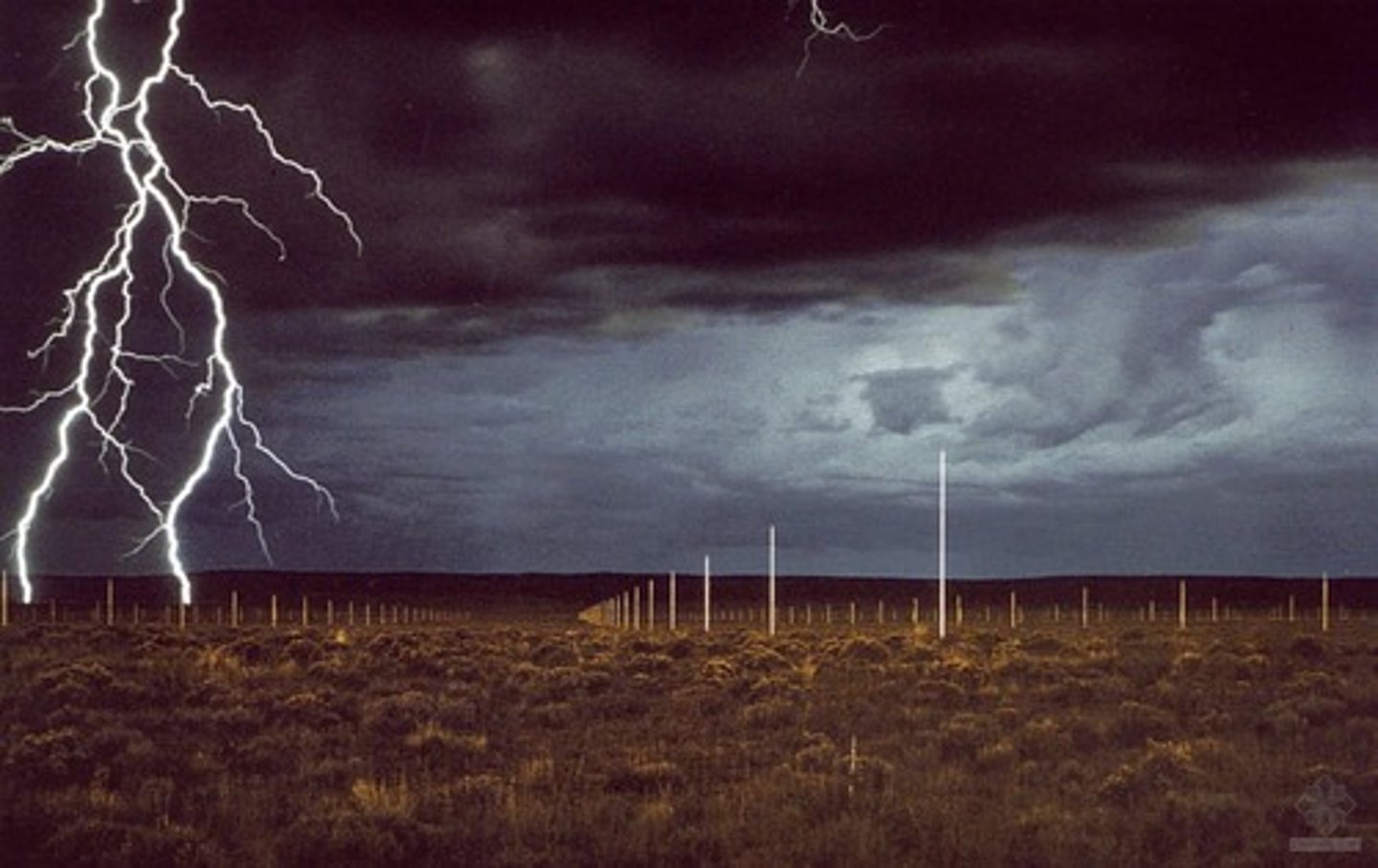 <p>Electrical discharge from the atmosphere to the ground.</p>