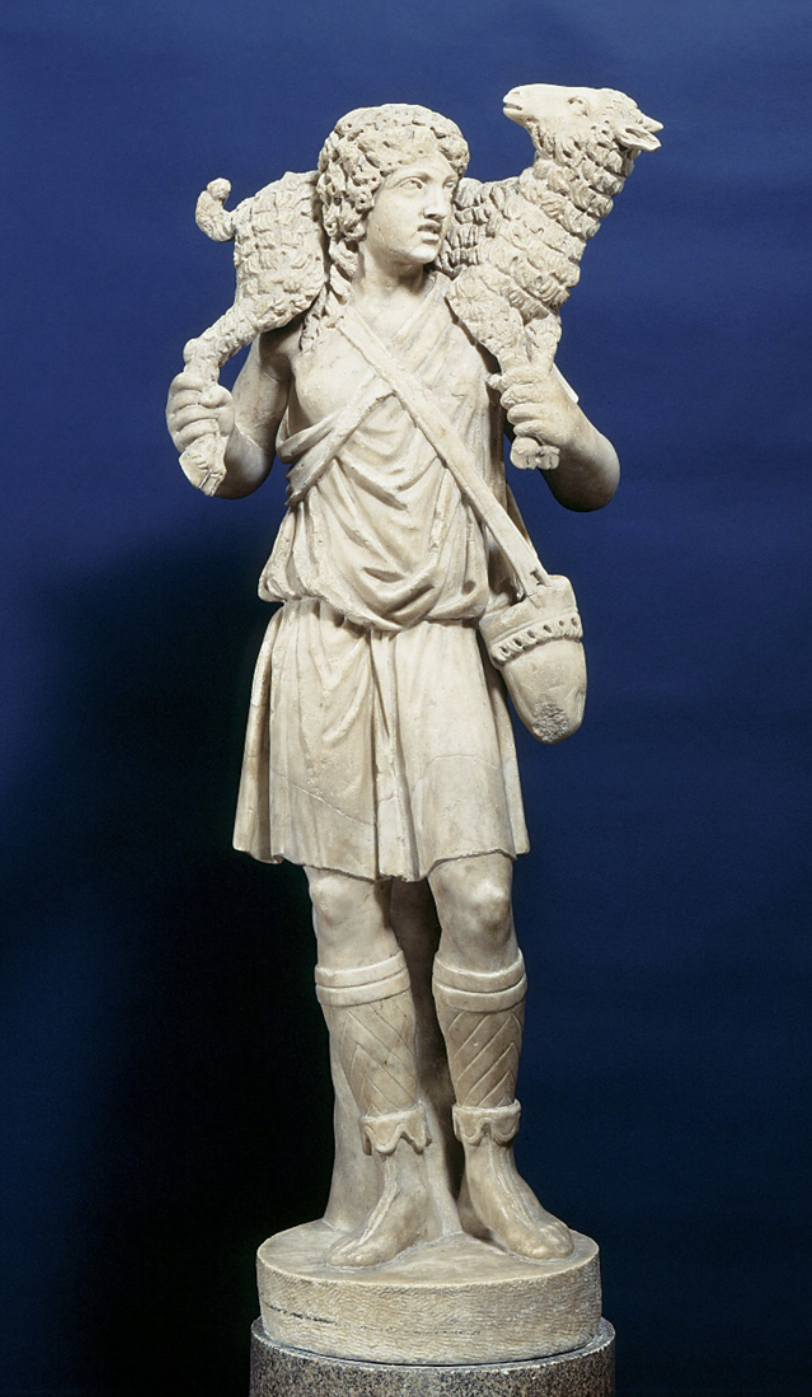 <p><span>Which of the following is&nbsp;</span><strong>not&nbsp;</strong><span>an example of syncretism with Greek and Roman art seen in this statue of Jesus as the Good Shepherd?</span></p><ul><li><p>the material and support stand</p></li><li><p>stylization</p></li><li><p>contrapposto</p></li><li><p>high texture contrasts between hair and skin</p></li></ul><p></p>