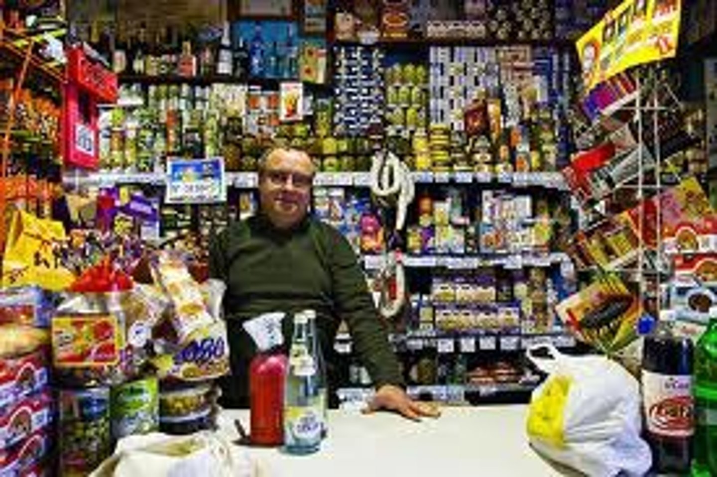 <p>overflowing or grocery store</p>