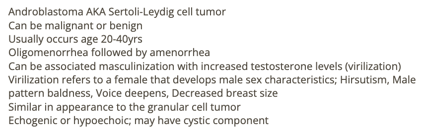 <p>d) sertoli leydig cell tumor</p>