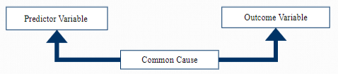 <p>Some unknown third variable is actually influencing the two variables in the correlation.</p>