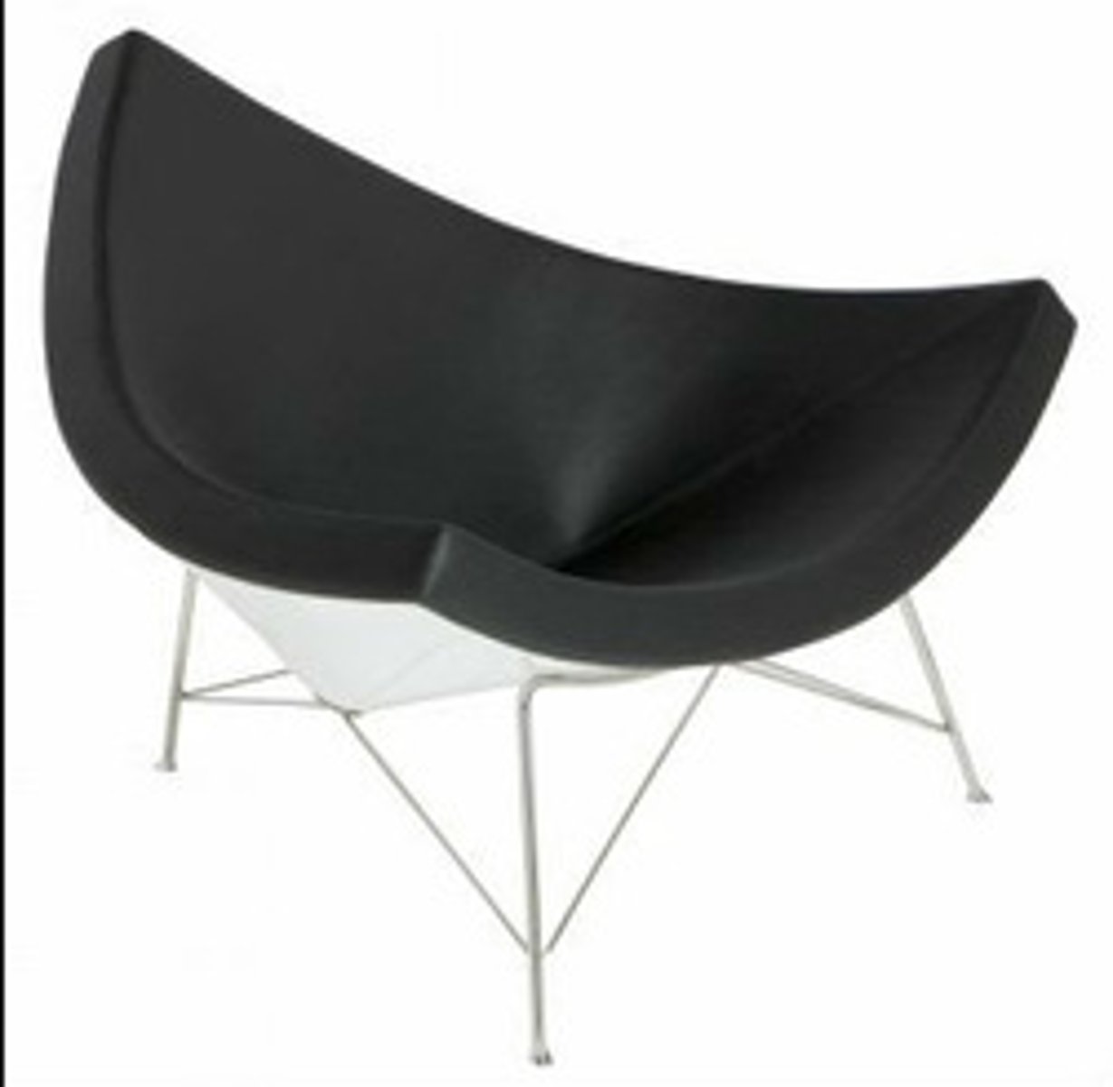 <p>It is a lounge chair designed by George Nelson with a curved body that resembles a wedge of coconut. It usually features a metal wire basket and tubular steel base.</p>
