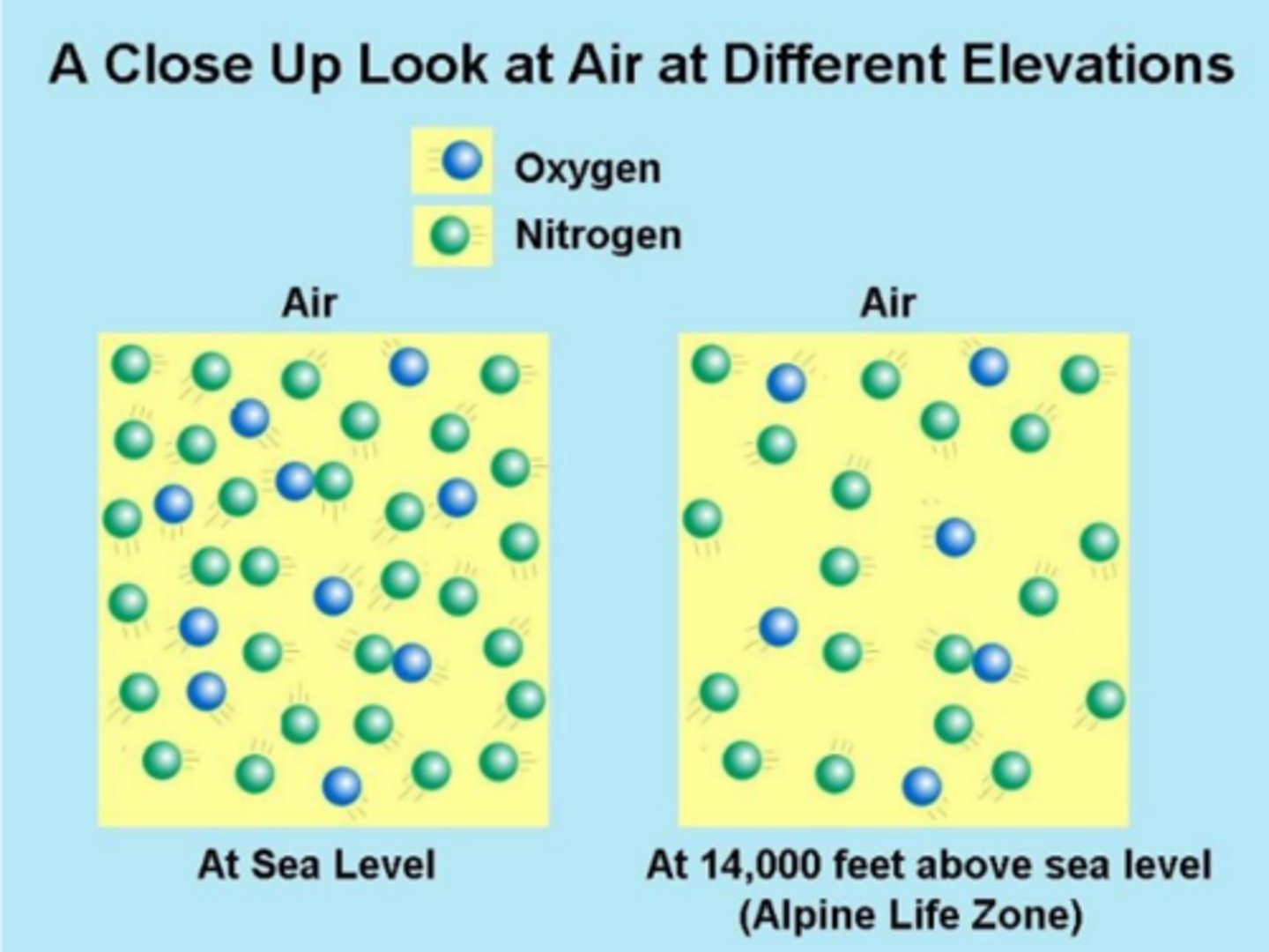 <p>determines air circulation pattern, less air dense = warmer air rises</p>