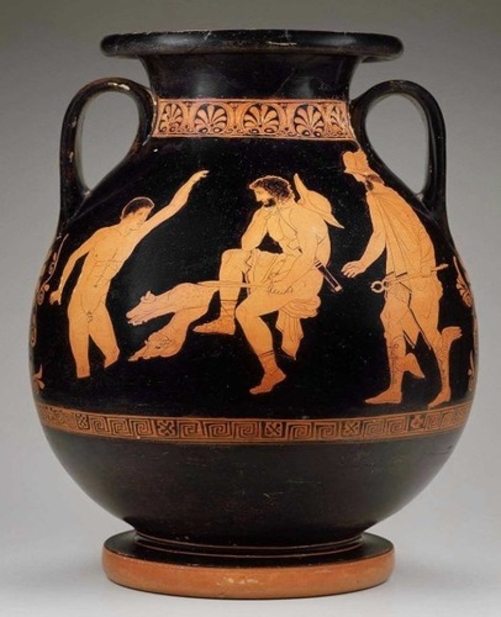 <p>A Greek storage jar with two handles; a</p><p>container for wine or other supplies.</p>