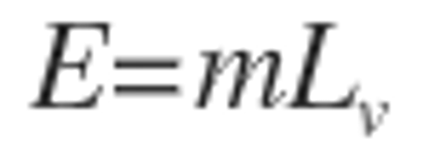 <p>The energy required to change the state of 1 kg of a substance from liquid to gas at a constant temperature.</p><p>It is released during condensation and taken in during boiling</p>
