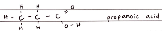 <p><strong><em>FORMULA***: C<sub>n</sub>H<sub>2n</sub>O<sub>2</sub> (C<sub>n</sub>H<sub>2n+1</sub>COOH)</em></strong></p><p>Prefix: N/A- (carboxy)</p><p>Suffix: -OIC ACID</p><p>Functional Group Name: carboxyl</p>