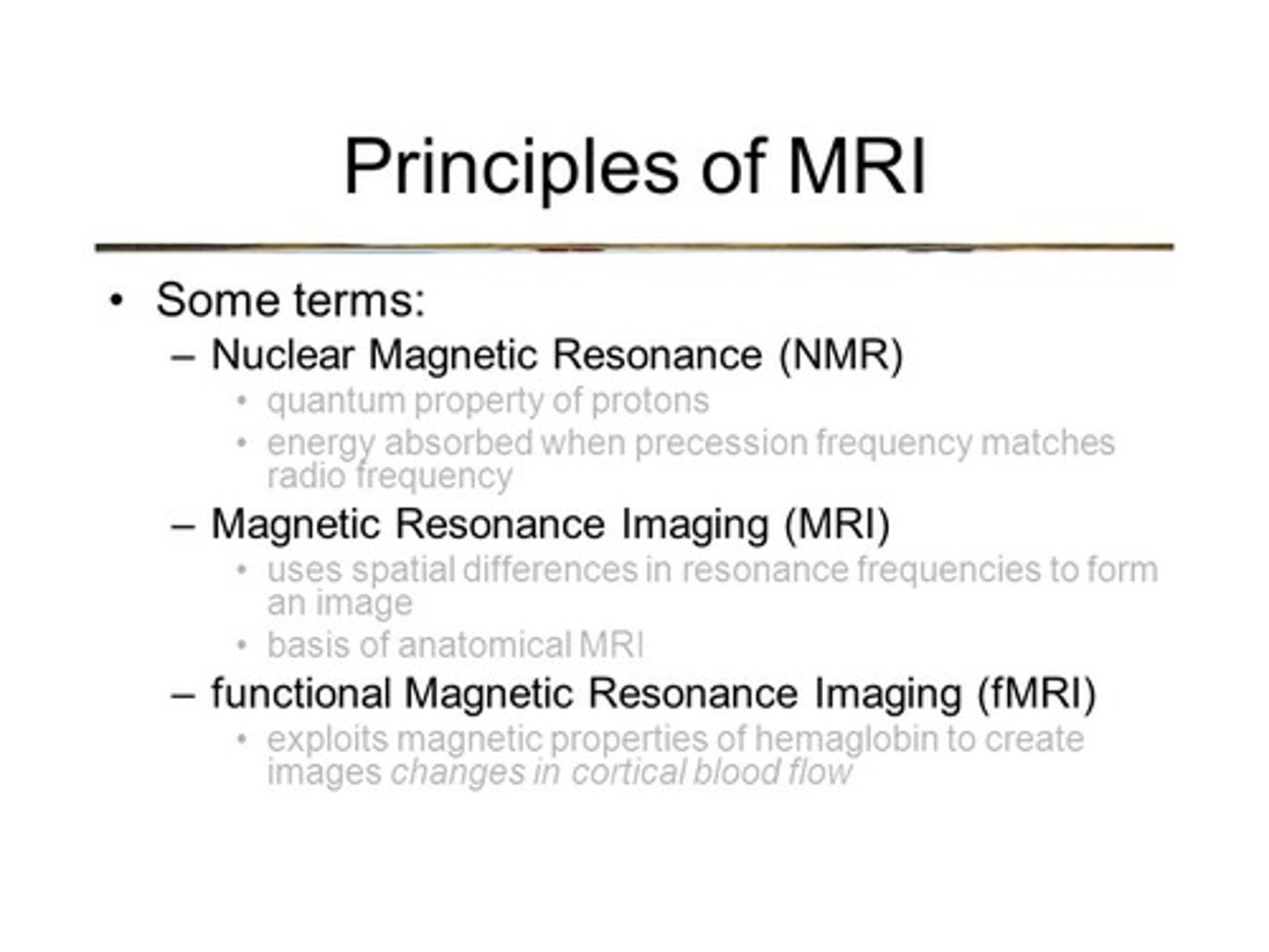 <p>(B) NMR</p><p>Both NMR and MRI rely on using a magnetic field to orient protons in a certain direction.</p>
