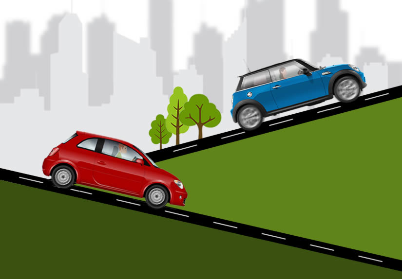 <p><strong>When moving off from an up slope, make sure the car is in "drive" and while keeping your foot on the brake, release the handbrake. </strong></p><p>Check your surroundings, signal, and when clear, gently release the brake pedal, allowing the car to "creep" forward, and then smoothly apply the accelerator to move off.</p>
