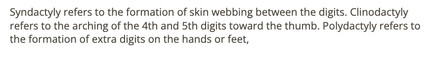 <p>b) syndactyly</p>
