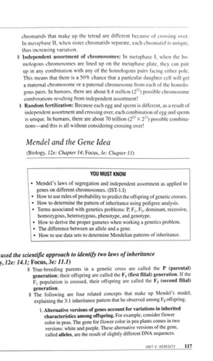 <p>True-breeding parents in genetic crosses.</p>