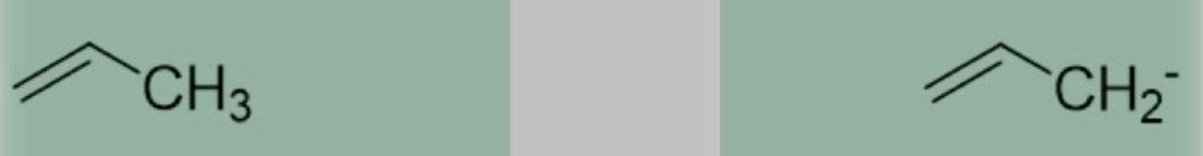 <p>Propene (Allylic Alkene), Allyl anion</p>