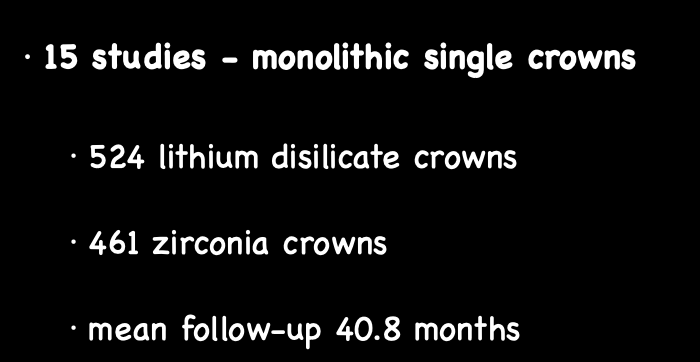 <p>survival and complications of monolithic single ceramic crowns </p>