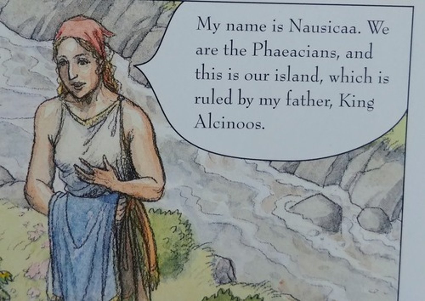 <p>Beautiful daughter of King Alcinous and Queen Arete of Phaeacians. Odysseus approaches her after washing up on shore. Gives him clothes and tells him to go to her mother.</p>