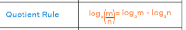 <p>Log<sub>a</sub>(m)-Log<sub>a</sub>(n)</p>