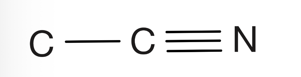 <p>Carbon bonded to carbon and triple bonded to nitrogen a</p>