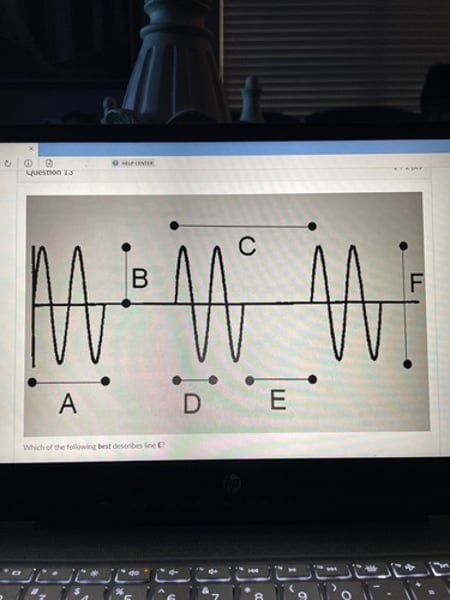 <p>Which of the following best describes line E?</p>