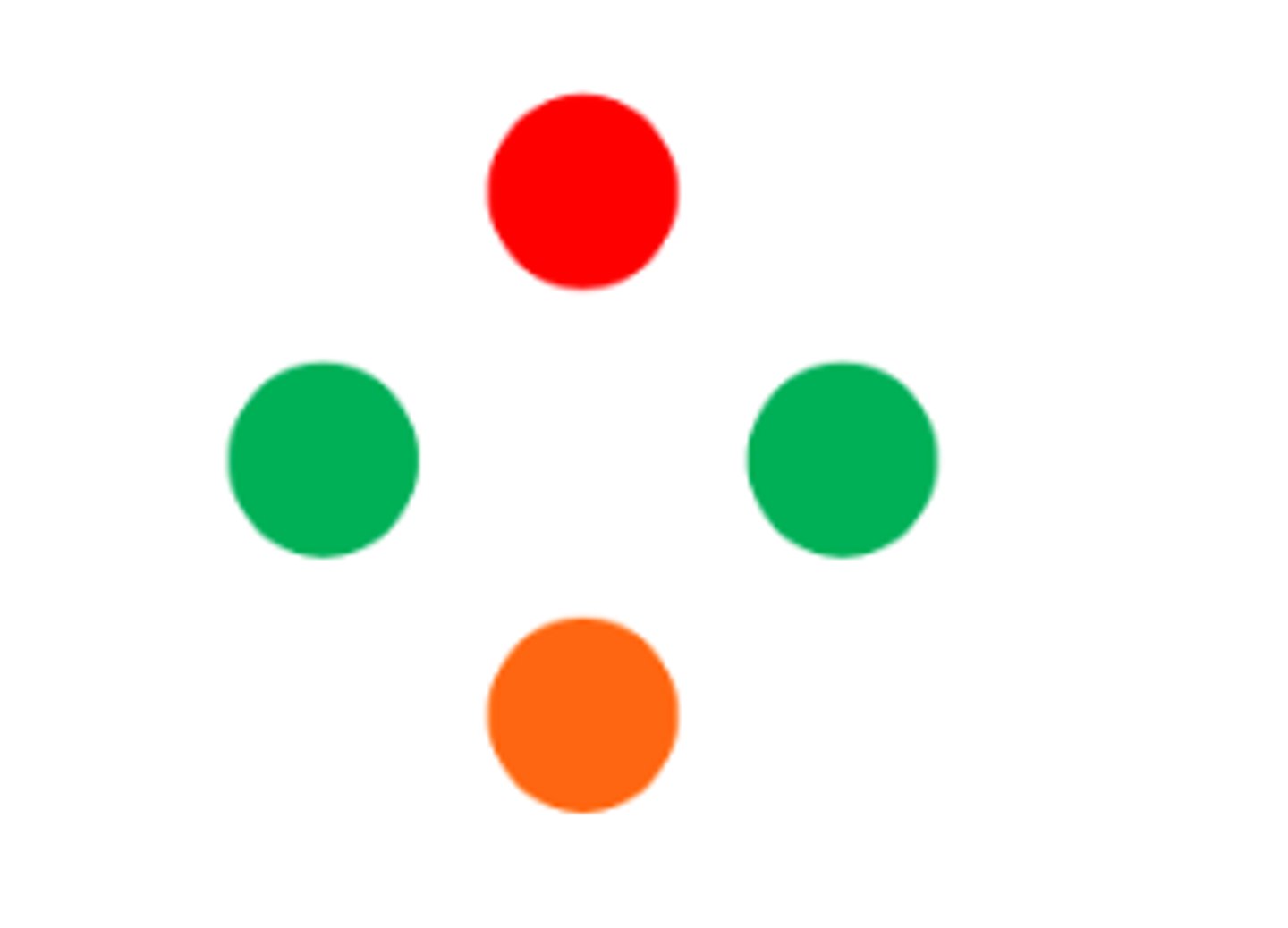 <p>Starting with this image, what type of prism would you use to induce diplopia with red lights on the right?</p>