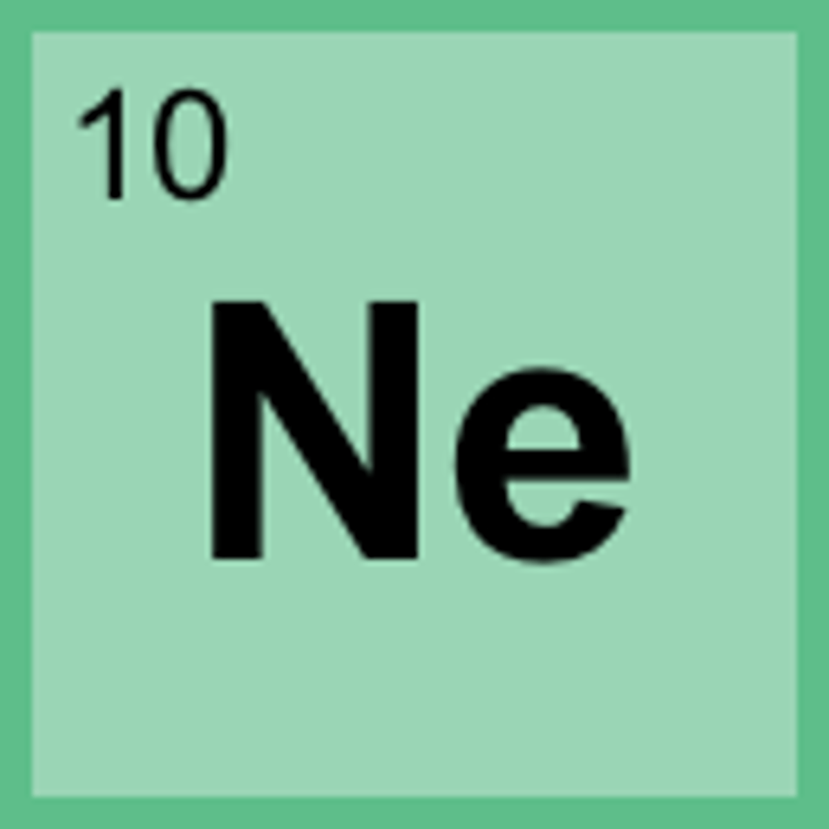 <p>Symbol: Ne<br>Atomic Mass: 20.18<br>Atomic Number: 10</p>