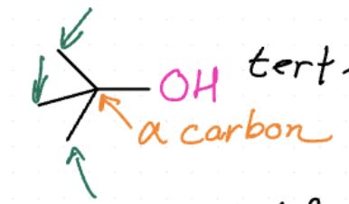 <p>-OH bound to a carbon bound to 3 carbons</p>