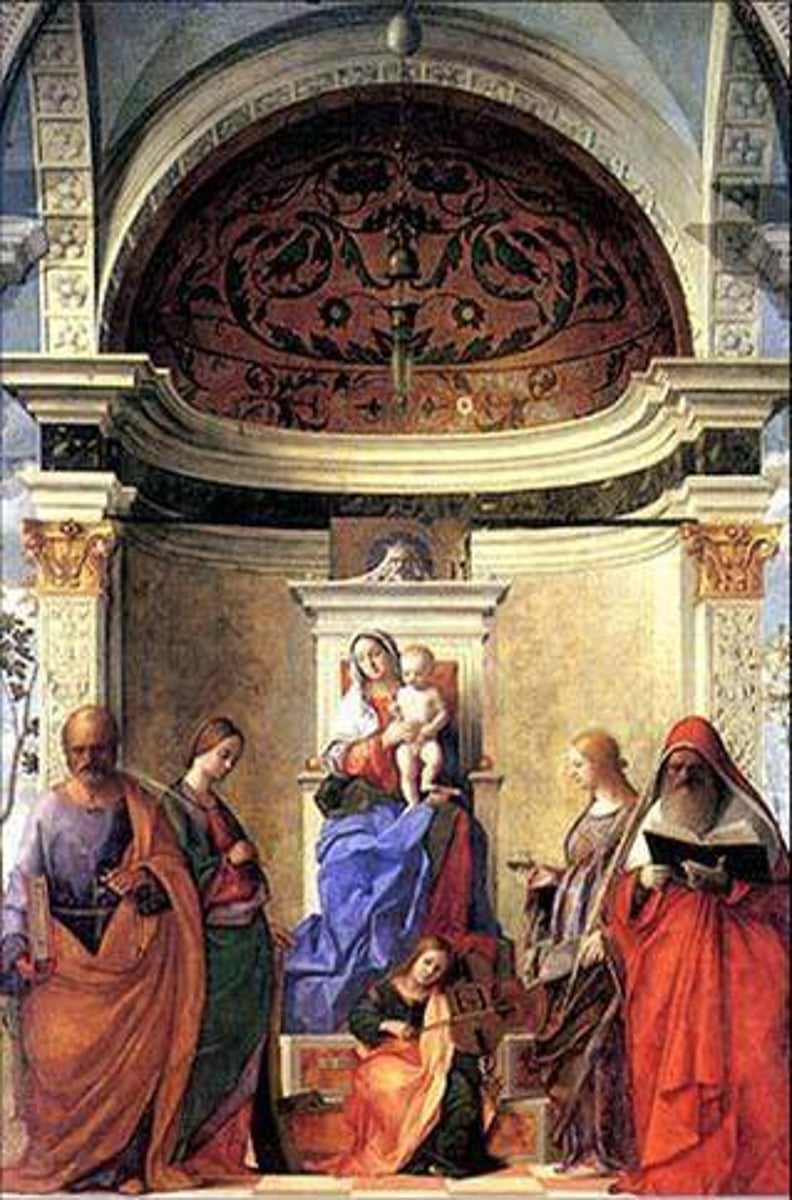 <p>1505. Oil on panel transferred to canvas. San Zaccaria, Venice, Italy.</p>