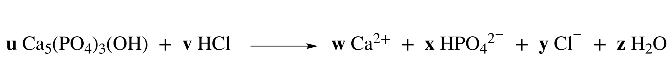 <p>59. Hydroxyapatite in the extracellular bone matrix is dissolved by hydrochloric acid secreted by osteoclasts according to the following assumed reaction equation:</p><p>(Reaction not shown)</p><p>What is the value of v after stoichiometrically balancing this reaction equation?</p><p>A. 1</p><p>B. 2</p><p>C. 3</p><p>D. 4</p><p>E. 5</p>