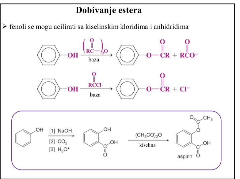<p>Fenoli se mogu acilirati sa kiselinskim kloridima i anhidridima</p>