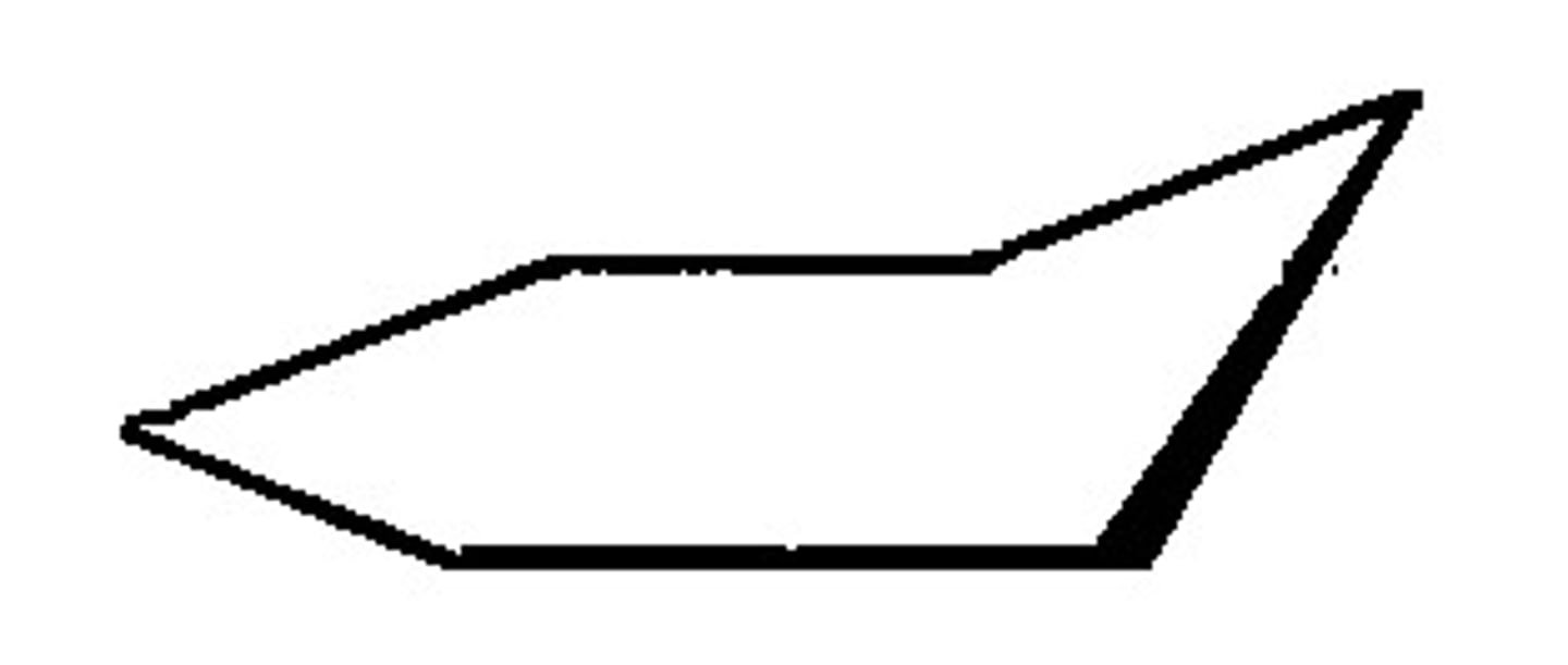 <p>some bond angles are distorted, with some eclipsing leading to torsional and angle strain.</p>