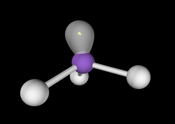 <p>Molecular Geometry: Trigonal Pyramidal, slightly less than 109.5 degrees</p>