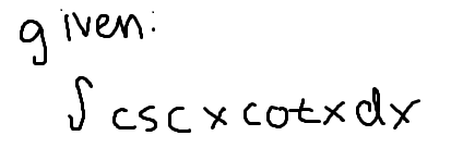 <p>The integral of csc(x) times cos(x)</p>