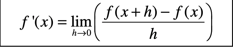 f’(x) = lim (h → 0) (f(x + h) - f(x))/h