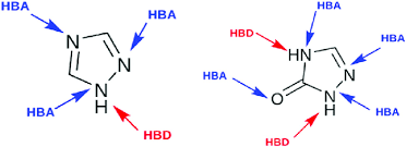 <ul><li><p><strong>Donor = gives H</strong></p></li><li><p><strong>Acceptor = receives H (through lone pair)</strong></p></li></ul><p></p>