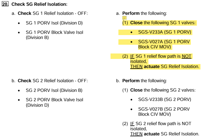 <p>Only if the PATH is NOT isolated</p><p>*If EITHER the PORV/Block work, no system level isolation</p>