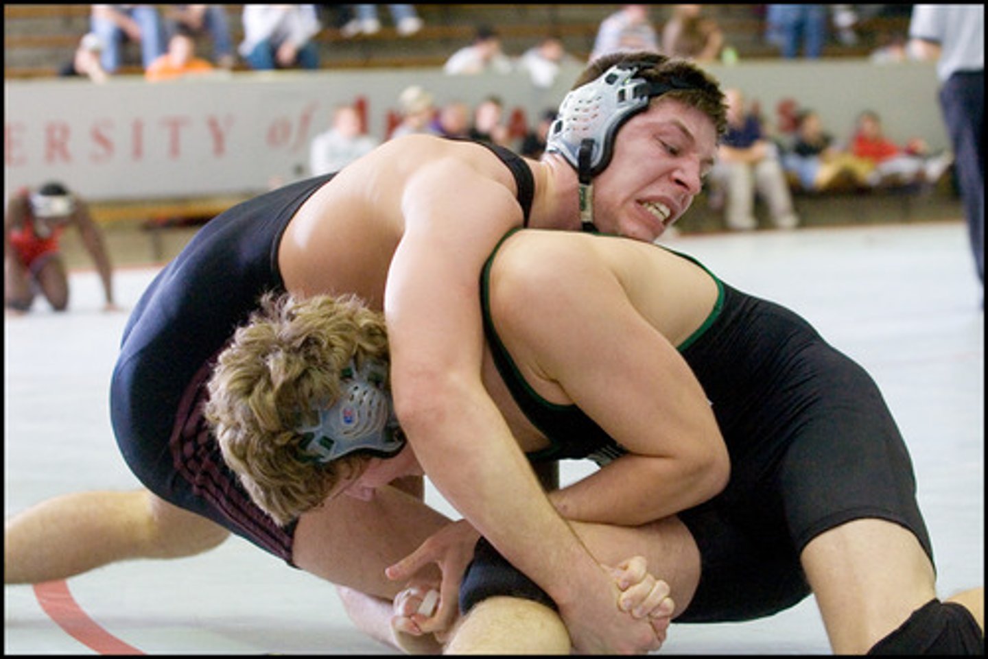 <p>/ˈres.lɪŋ/ <br>a sport in which you use your arms and legs, or sometimes the arms only, to try to force the other competitor to the ground and hold that person there for a short time<br>spent decades <strong>wrestling with (vật lộn với)</strong> the enigma of the Industrial Revolution.</p>