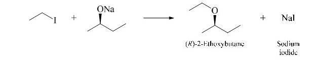 <p>the ether product has the same absolute configuration as the starting alkoxide because no bonds to the chirality center are made or broken in the reaction</p>