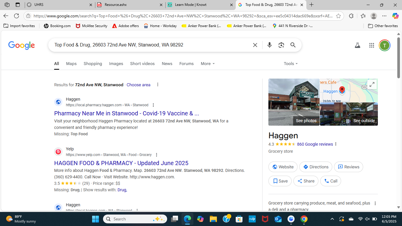 <p>Top Food &amp; Drug</p><p><span style="color: green">Haggan</span></p><p>Right side says Haggan on Goggle search and address matches 26603 72nd Ave NW, Stanwood, WA 98292</p><p>When a business updates its chain name, we want the updated name so please accept valid suggestions or supply the updated name. In this case, the business began to rename its stores from Top Foods to Haggen (per <a target="_blank" rel="noopener noreferrer nofollow" class="link" href="https://en.wikipedia.org/wiki/Haggen" data-prevent-progress="true">https://en.wikipedia.org/wiki/Haggen</a>)</p><p></p><p>: <a target="_blank" rel="noopener noreferrer nofollow" class="link" href="https://www.haggen.com/store/stanwood/" data-prevent-progress="true">https://www.haggen.com/store/stanwood/</a></p>