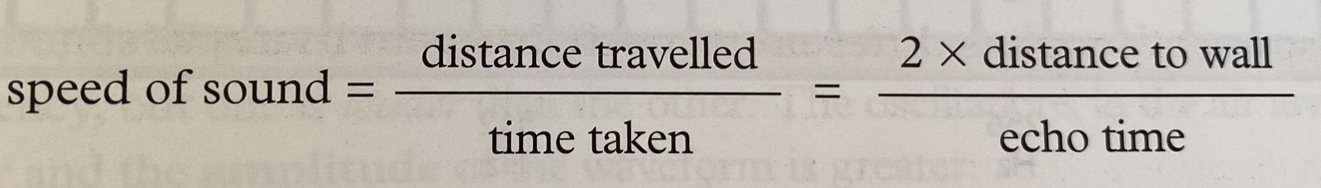 <p>Why is the distance to the wall, timed with two in the speed of sound, for an echo?</p>