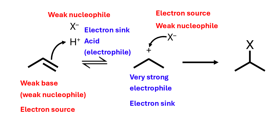 <p>Not stereoselective - forms a racemic mixture</p>