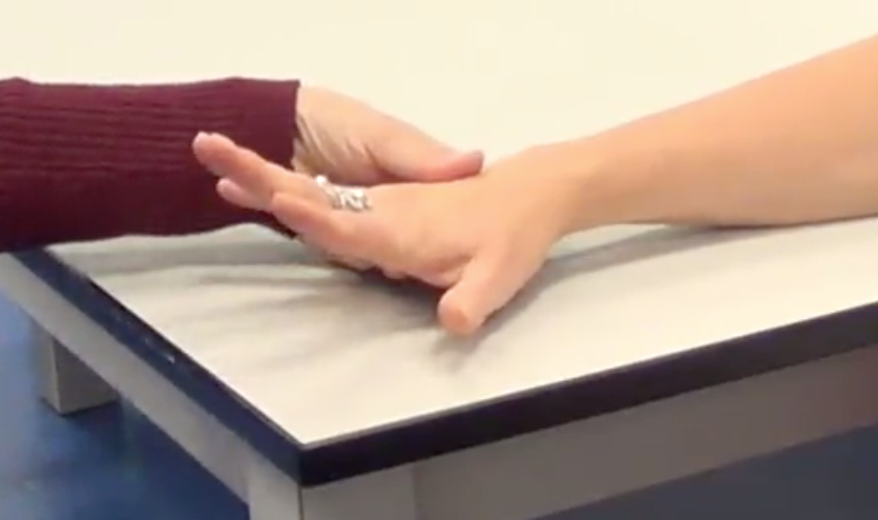 Fingers are going into extension while they are abducting, uses extensor digitorum instead