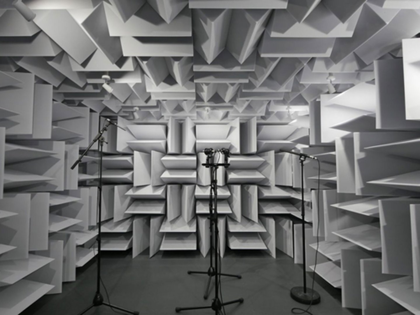 <p>An anechoic chamber is a special room with foam baffles on all surfaces (see picture). It is a room designed because of boundary behaviors and interference. They do this to avoid sound interference patterns from echoing sound waves. Hearing scientists use rooms like this to test hearing aids.</p><p>What boundary behavior are the scientists trying to cause in an anechoic chamber?</p>