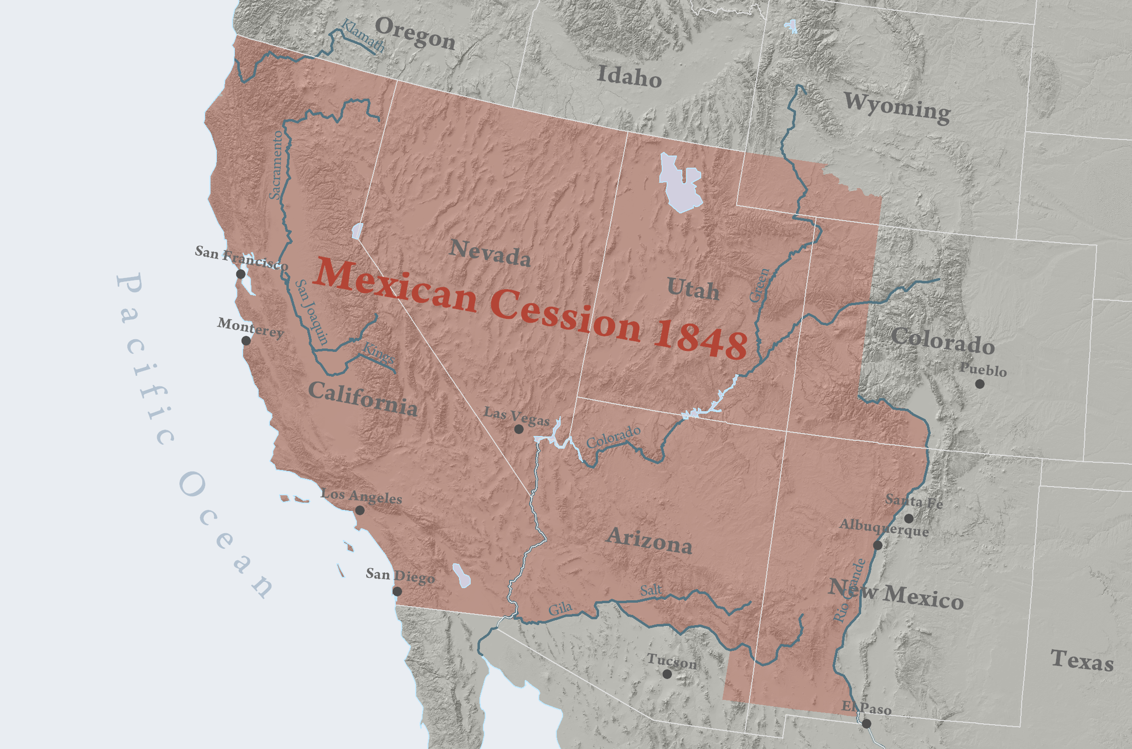 <p>Treaty of Guadalupe-Hidalgo- negotiated by Nicholas Trist to end Mexican-American war in 1848</p><ul><li><p>Border fixed at Rio Grande</p></li><li><p>Mexican cession of CA, texas, and New Mexico territories</p></li><li><p>US promised to protect Mexicans, their customs, and property in these new territories. Ignored during Gold Rush</p></li><li><p>Paid 15 million for territories and 3 million in claims owed by Mexican government to US citizens</p></li><li><p>Polk hated it but ratified after rumors of gold in CA </p></li></ul><p></p>