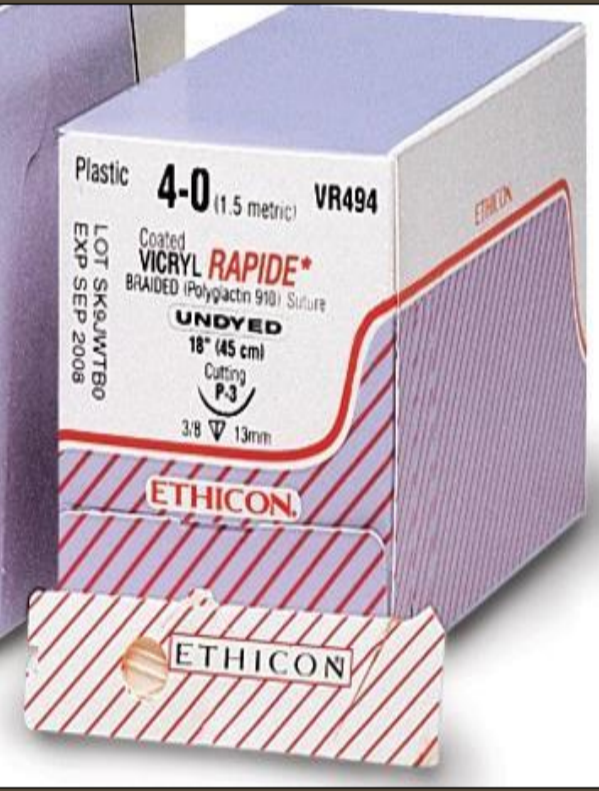 <p>polyglactin 910 - vicryl rapide</p>