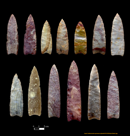 <ul><li><p><strong>11,500-11,000 years ago.</strong></p></li><li><p><span>Found in southern Alberta.</span></p></li></ul><ul><li><p><span>Fluted points, hafted onto spear shafts or knives.</span></p></li><li><p><span>Used to hunt megafauna: mammoth, mastodon, giant bison.</span></p></li></ul><p></p>