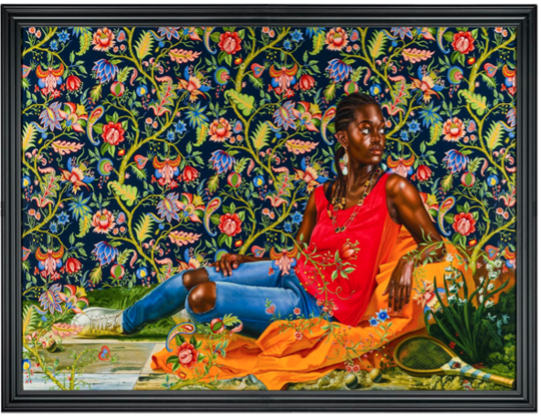 <p>Kehinde Wiley - 2022</p><p>practice is highly realistic and does capture and paint real people</p><p>painting in a fashion akin to Renaissance painting</p><p>known for painting the official portrait of Obama</p>