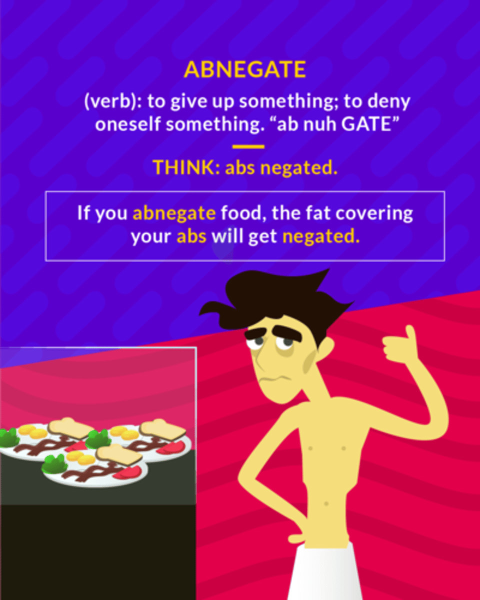 <p>(v.) to deny oneself things; to reject; to renounce</p><p>(v.) to give up something</p>