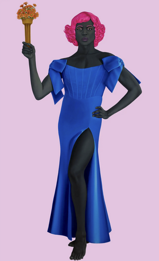 <p>Meaning: <span style="background-color: transparent;"><span>Reimagines the Statue of Liberty as a Black, non-binary trans-femme figure to challenge national symbols, assert trans visibility, and connect freedom to dignity for all. Flowers replace the torch, emphasizing inclusion and transformation.</span></span></p>