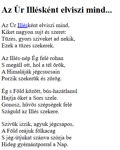 <p>Az Úr Ilésként elviszi majd</p>