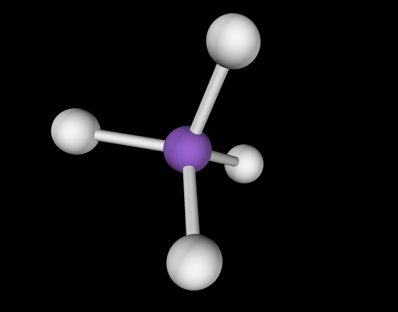 <p>Molecular Geometry: Tetrahedral, 109.5 degrees</p>