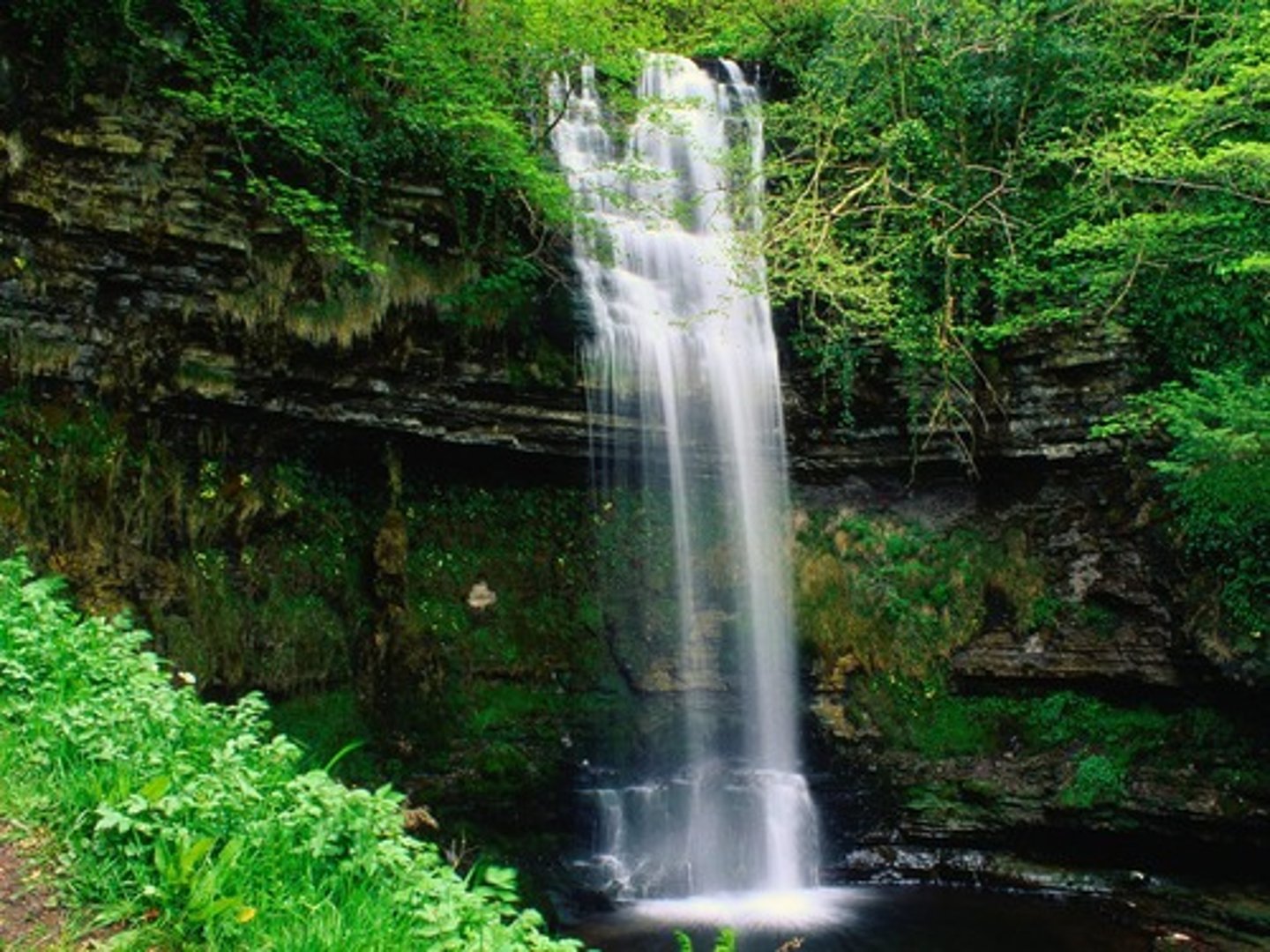 <p>A Land-form made from the wearing away of soft rock,where water flows down from a height.</p>